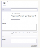 Le formulaire agenda {PNG}