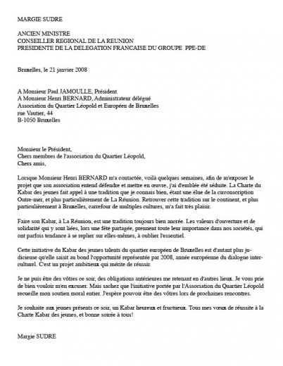 Margie SUDRE écrit à l'AQL, le 21/01/2008