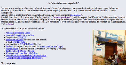 Une page épurée du site de Robert Goedertier Une page épurée du site de Robert Goedertier